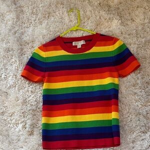 MICHAEL Michael Kors Rainbow Stripe Knit Top
